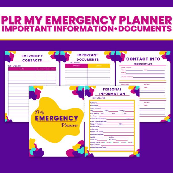 PLR My Emergency Planner- important documents & information