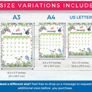 2022 - 2023 Calendar Printable Monthly Layouts with Butterflies - Image 2