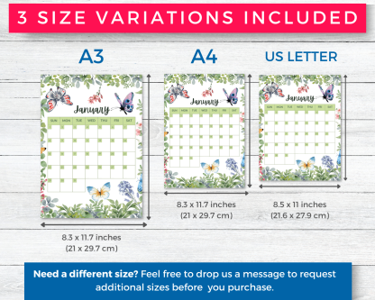 2022 - 2023 Calendar Printable Monthly Layouts with Butterflies - Image 2