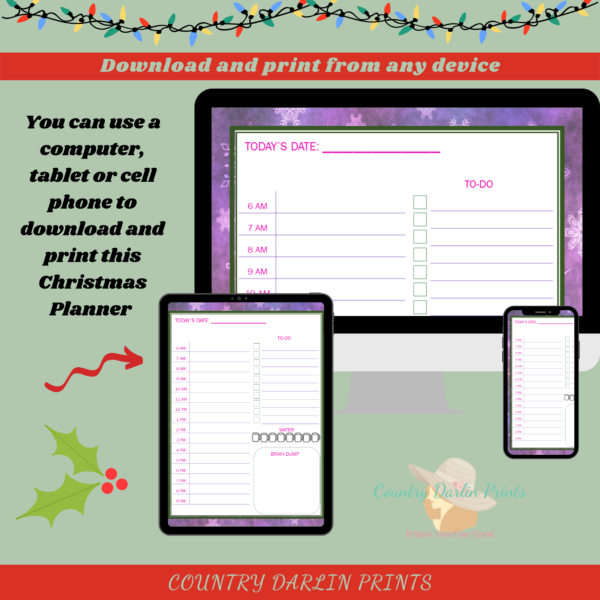 Christmas Planner - Purple Snowflakes - Image 3