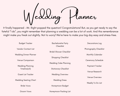 Printable Wedding Planner - Wedding Checklist PDF, Venue Research, Seating Chart AND MORE! - Image 2