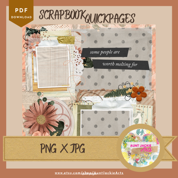 DIGITAL SCRAPBOOK Page - Winter Digital Scrapbook Layout - Pre-Made Shabby Vintage Quick Page Layout, Pack 2 - jpg png 12 x 12 - Image 6