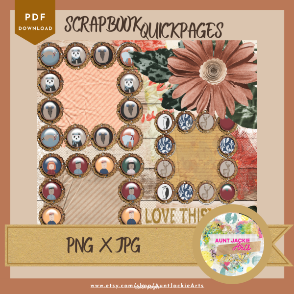 DIGITAL SCRAPBOOK Page - Winter Digital Scrapbook Layout - Pre-Made Shabby Vintage Quick Page Layout, Pack 3 - jpg png 12 x 12 - Image 3