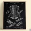 Set of 6 Fashion and Clothing Patent Prints. Black Chalkboard Background Version - Set of 6 Beautiful 1800s and 1900s Vintage Wall Art - Image 2