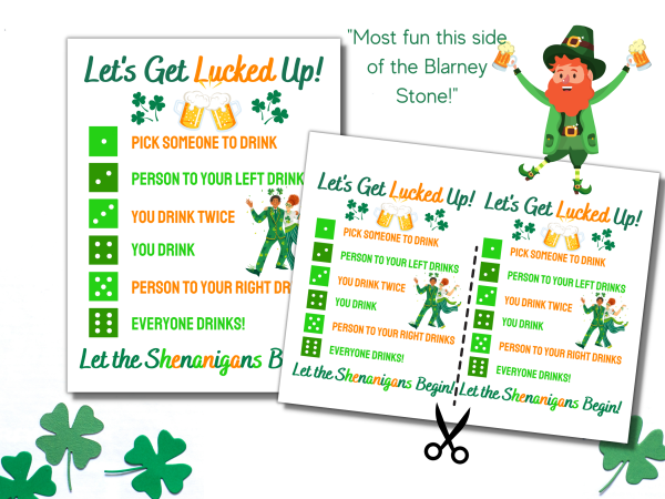 St. Patrick's Day Drunk Dice Game for Adults Printable - Image 3