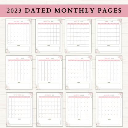 2023 Monthly Planner Bundle | Monthly Planner Printable | Daily Planner | Weekly Planner | US Letter | Printable Planner | Digital Planner - Image 2