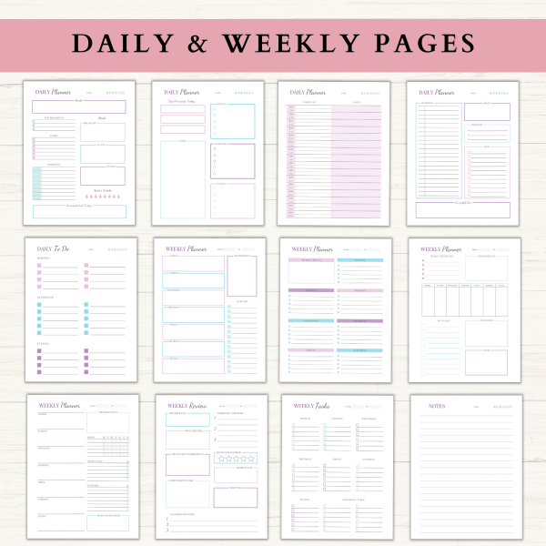 Productivity Planner Bundle | Daily Planner | Weekly Planner | Habit Tracker | Goal Planner | Letter | A4 | A5 | PDF | Printable Planner | Digital Planner - Image 2
