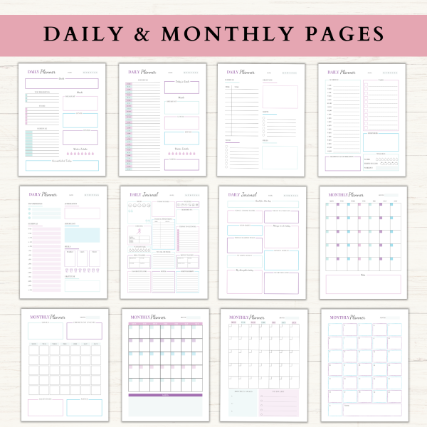 Essentials Planner Bundle | Daily Planner | Weekly Planner | Monthly Planner | Habit Tracker | Letter | A4 | A5 | PDF | Printable Planner | Digital Planner - Image 2