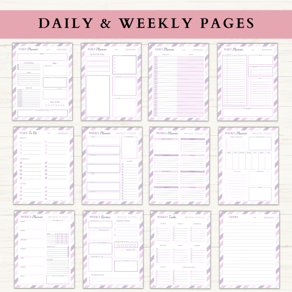 Productivity Planner Bundle | Daily Planner | Weekly Planner | Habit Tracker | Goal Planner | US Letter | PDF | Printable Planner | Digital Planner - Image 2