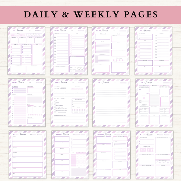 Personal Planner Bundle | Daily Planner | Daily Journal | Habit Tracker | Self Care Planner | US Letter | PDF | Printable Planner | Digital Planner - Image 2