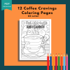 PRINTABLE COLORING Pages - Coffee Craving Themed Adult Coloring Pages, 12 Coloring Pages, Coffee - Image 2