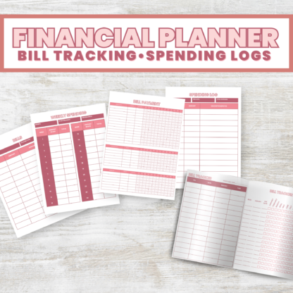 Chic Financial Planner with PLR License- Bill Trackers and spending logs
