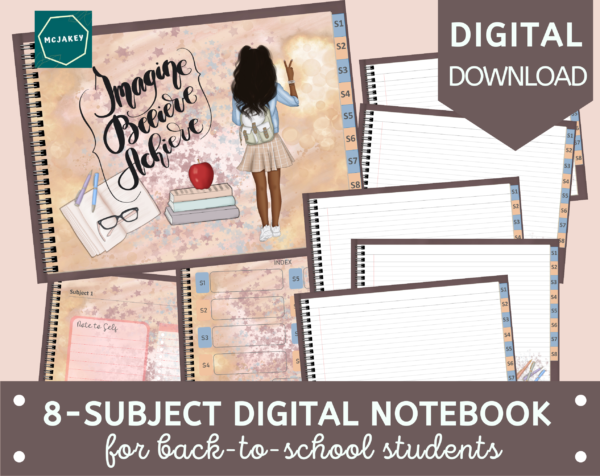 Back to School 8-Subject Digital Notebook Landscape, Use with Goodnotes or Noteshelf App - Image 2