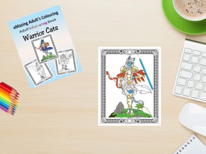 aMazing Adult Colouring Warrior Cats printable digital download for grownups and teens colouring pages book - Image 2
