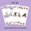 Set of 5 pretty Floral Bunny themed Printable Bookmarks home printable PDF instant download - Image 3
