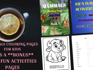 **Mammals Coloring Pages For Kids** Plus a BONUS! " Kids Fun Activities Collection"...DIGITAL DOWNLOAD!
