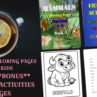 **Mammals Coloring Pages For Kids** Plus a BONUS! " Kids Fun Activities Collection"...DIGITAL DOWNLOAD!