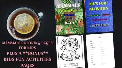 **Mammals Coloring Pages For Kids** Plus a BONUS! " Kids Fun Activities Collection"...DIGITAL DOWNLOAD!