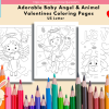 PRINTABLE COLORING Pages | Adorable Baby Angel and Animal Valentines Coloring Pages, 34 Pages, US Letter Coloring Book, 34 Pages Letter - Image 2
