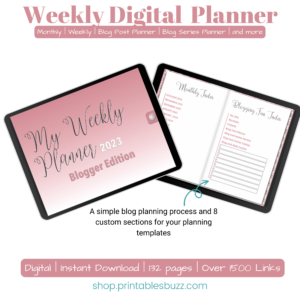 Weekly Time Blocking Digital Planner - Blogging Planner
