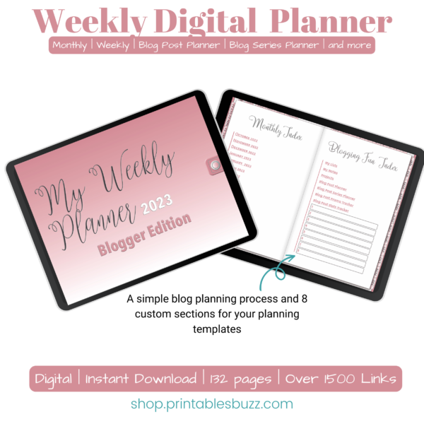 Weekly Time Blocking Digital Planner - Blogging Planner