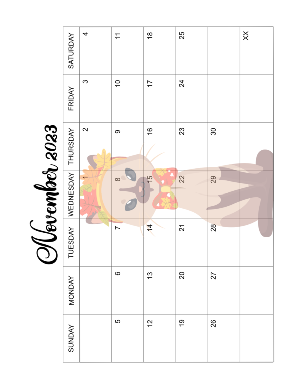 2023 Fun & Cute Kitty Calendar Pages Printable - Image 12
