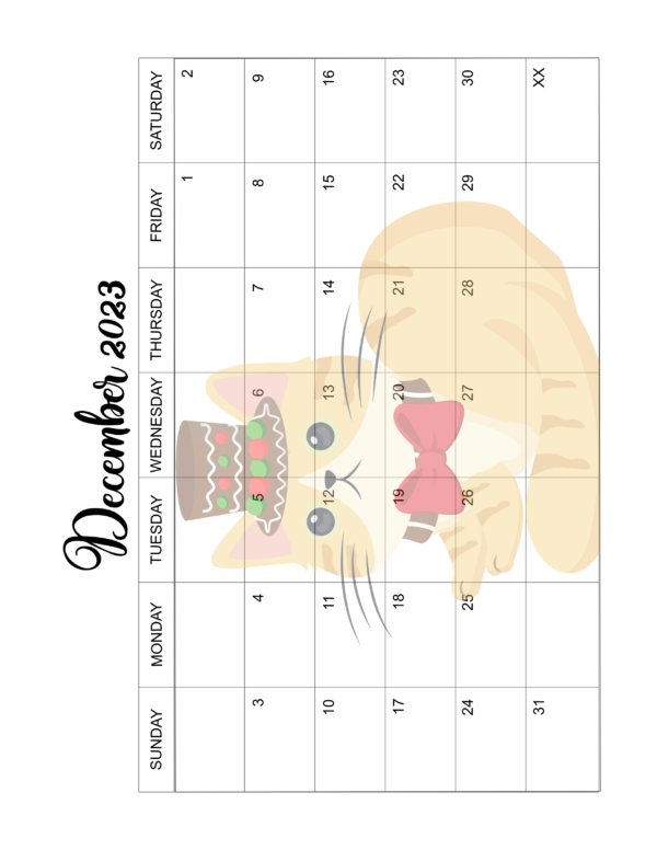2023 Fun & Cute Kitty Calendar Pages Printable - Image 13