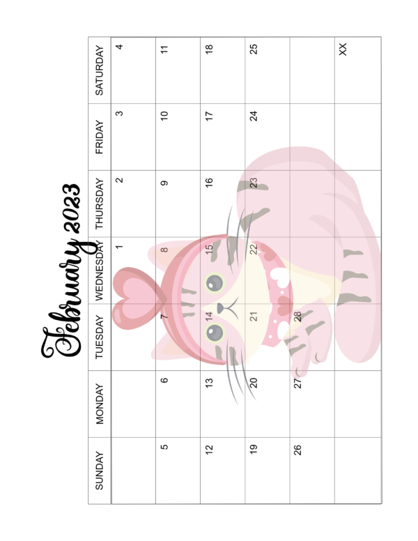 2023 Fun & Cute Kitty Calendar Pages Printable - Image 3