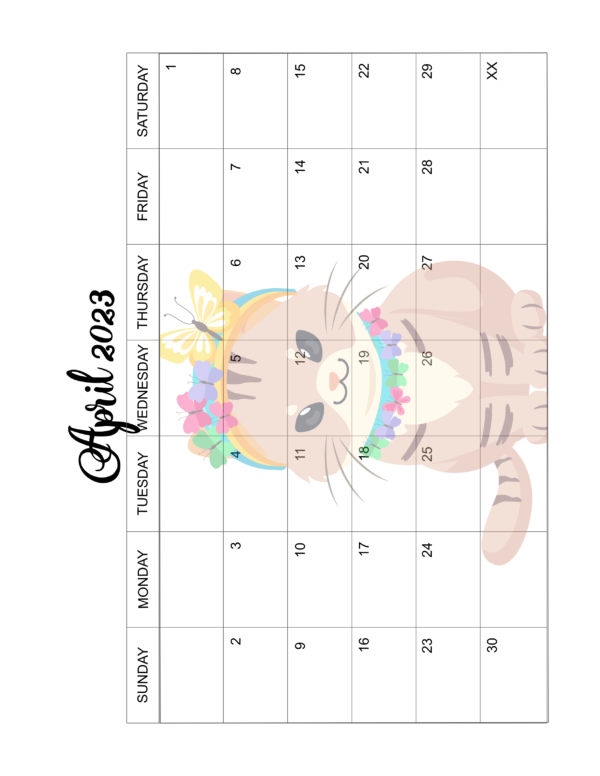 2023 Fun & Cute Kitty Calendar Pages Printable - Image 5