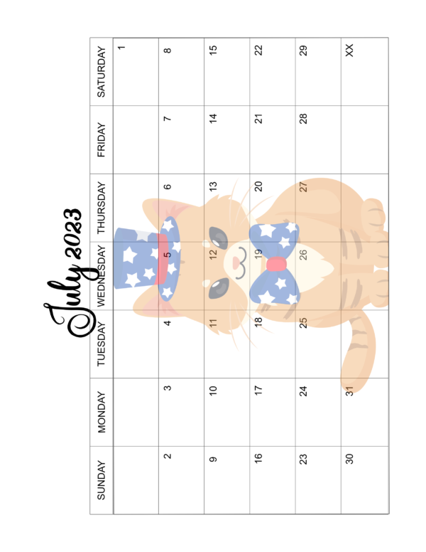 2023 Fun & Cute Kitty Calendar Pages Printable - Image 8