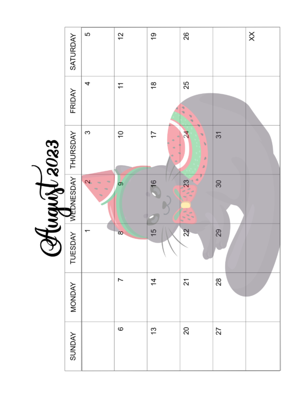 2023 Fun & Cute Kitty Calendar Pages Printable - Image 9