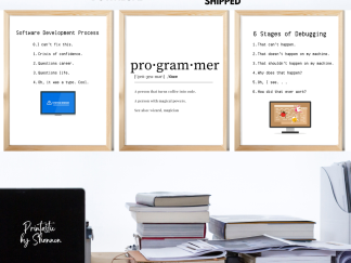 Software Engineer Funny Wall Art, Gift for Programmer, Set of Digital Prints, Debugging Humor, Funny Definition