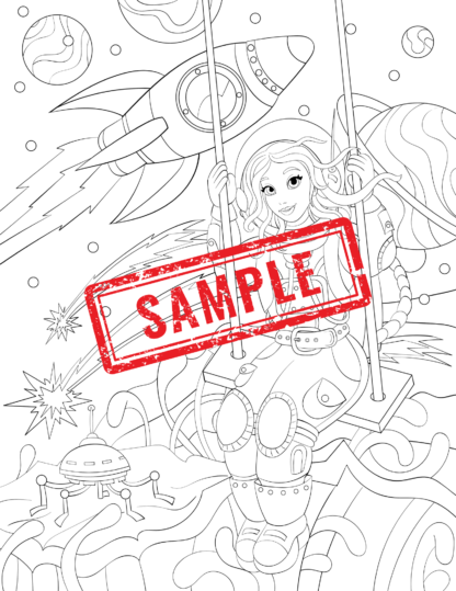 Astro Princesses: A Cosmic Coloring Journey...PRINTABLE Coloring Pages! - Image 2