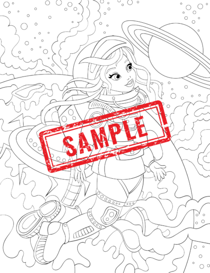 Astro Princesses: A Cosmic Coloring Journey...PRINTABLE Coloring Pages! - Image 3