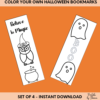 Halloween Color Your Own Bookmarks, Set of 4, Printable, Digital Download - Image 3