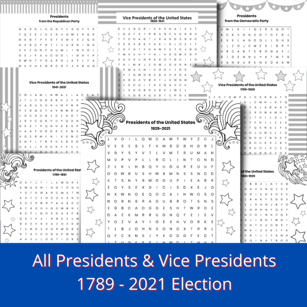 All US Presidents and Vice Presidents Word Searches