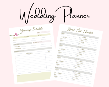 Printable Wedding Planner - Wedding Checklist PDF, Venue Research, Seating Chart AND MORE! - Image 3