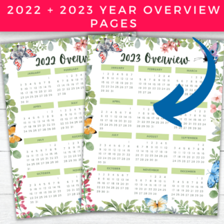 2022 - 2023 Calendar Printable Monthly Layouts with Butterflies - Image 3