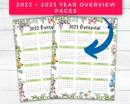 2022 - 2023 Calendar Printable Monthly Layouts with Butterflies - Image 3