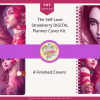 DIGITAL Planner COVER KIT | Self-Love Strawberry Cover Kit : 4 Designs - Covers, Papers, Coils, Buttons, Clasps, Mix & Match Commercial Use - Image 3