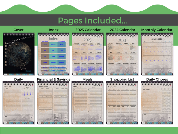 Aquarius 2023 Digital Planner - Dated & Hyperlinked - Image 3