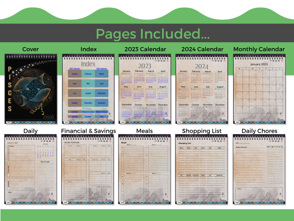 Pisces 2023 Digital Planner - Dated & Hyperlinked - Image 3