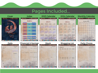 2023 Digital Planner - Dated & Hyperlinked | Cats On The Moon - Image 3