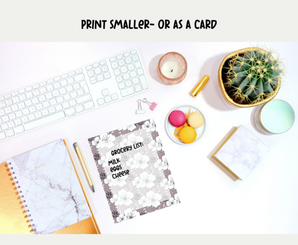 Printable floral stationery, US letter size PDF - Image 3
