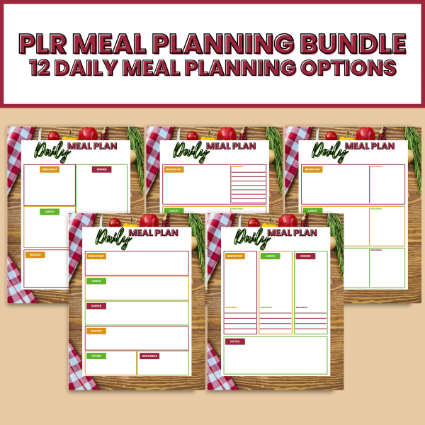 PLR Meal Planning Bundle- 12 daily meal planning templates