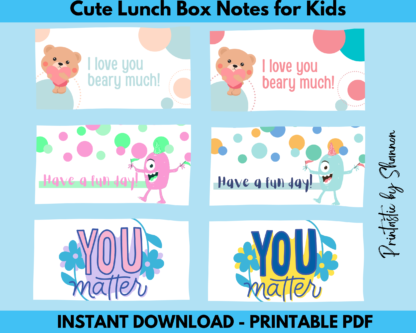 Cute Encouraging Lunch Box Notes for Kids School PRINTABLE - Image 3