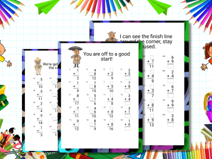 Math Solvers Single Digit Addition Practice or Review Digital Download Mini Pack, Home School Worksheets, 1st Grade Elementary Education - Image 3