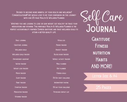 Self Care Planner (Health and Wellbeing) - Gratitude Journal, Fitness Tracker, Habit Tracker and more - Image 2