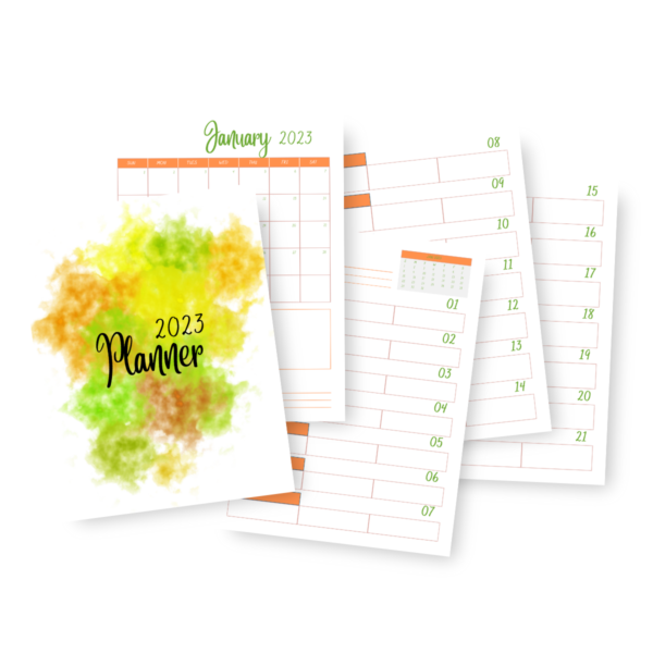Autumnal Green & Orange Vertical Planner 2023 - Image 2