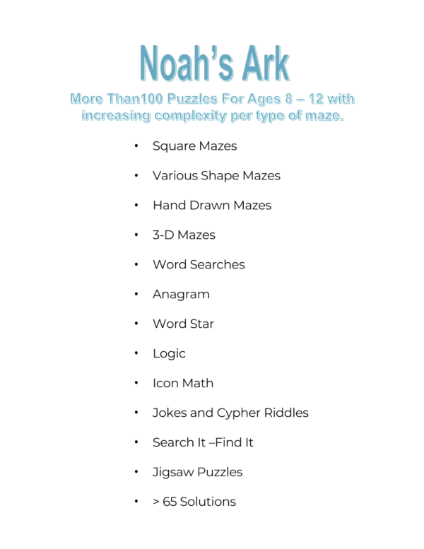 Printable Noah's Ark Bible Games Puzzles - Christian Bible Story - Image 3